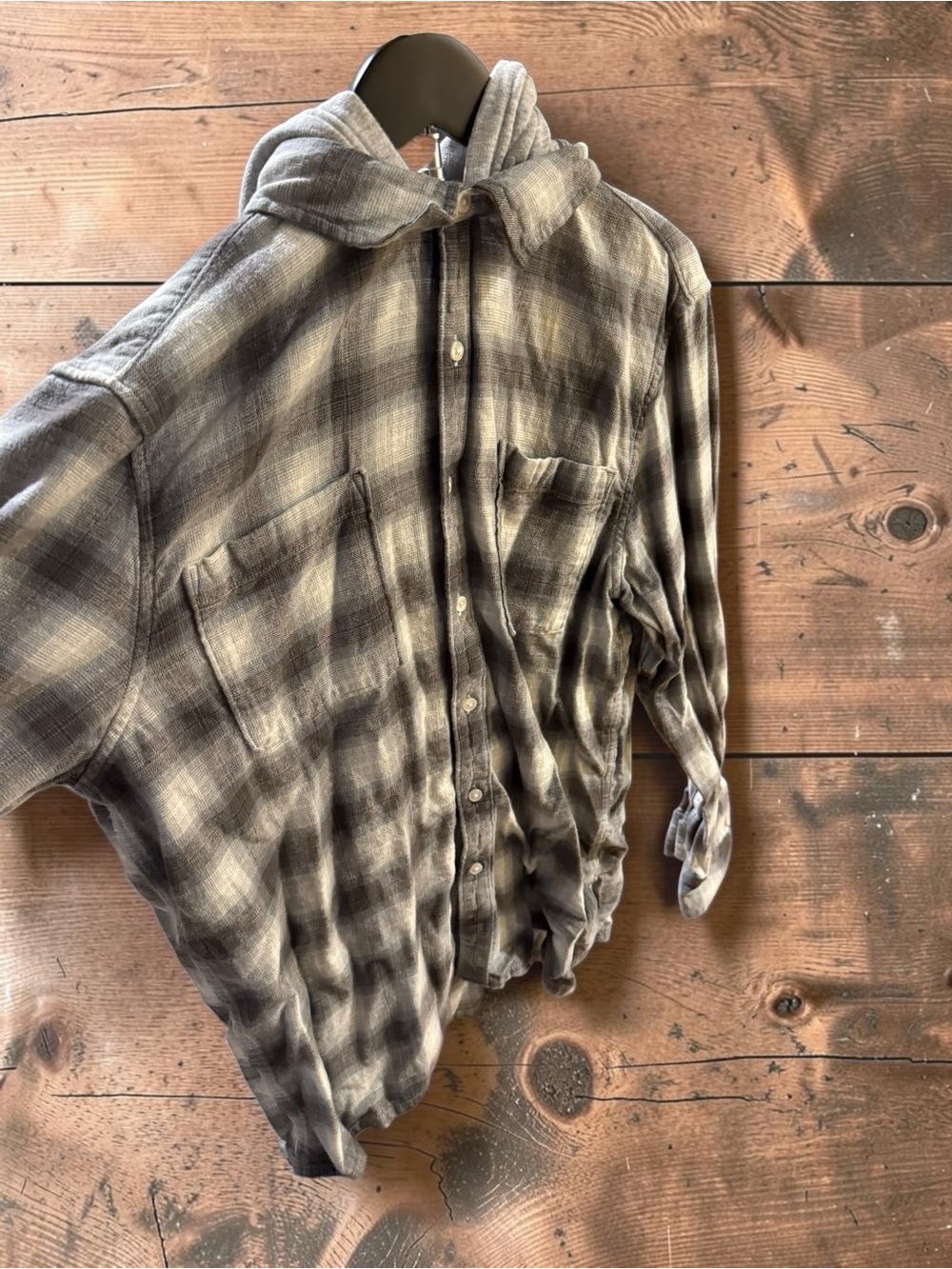 Arizona Jean Company Men's Plaid Button-Down Shirt Jacket in Black and Gray